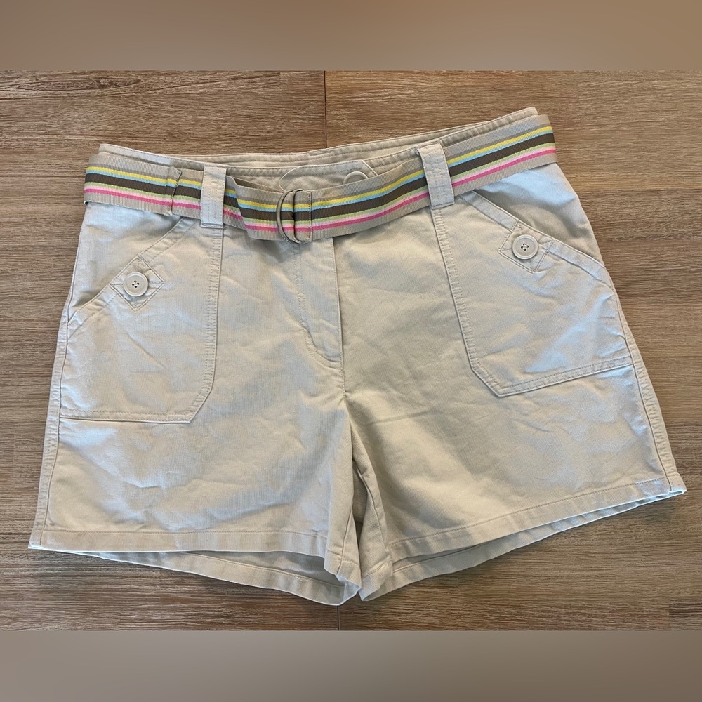 NWT Lady Hathaway Cream Shorts with Striped Belt Sz 12
